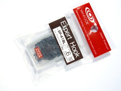 Крючки без бородки для блёсен Vanfook Spoon Expert Hook Heavy SP-41BL #6, 50шт./уп., stealth black